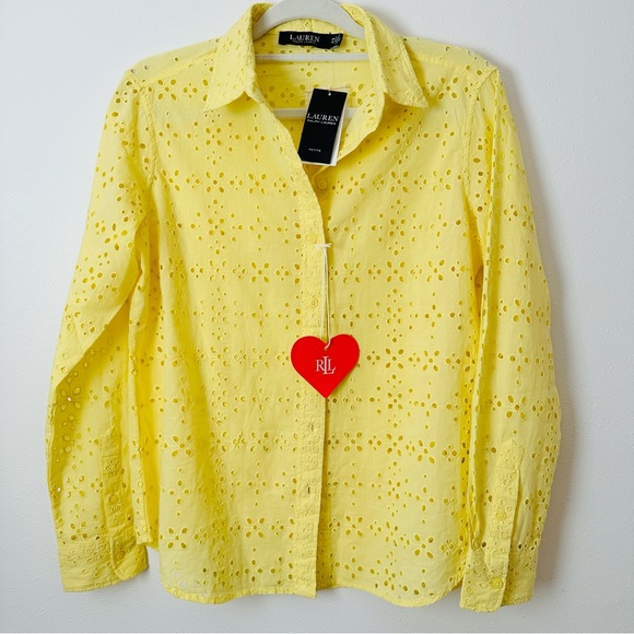 New Ralph Lauren Eyelet Button Down shirt Top blouse - Picture 6 of 10